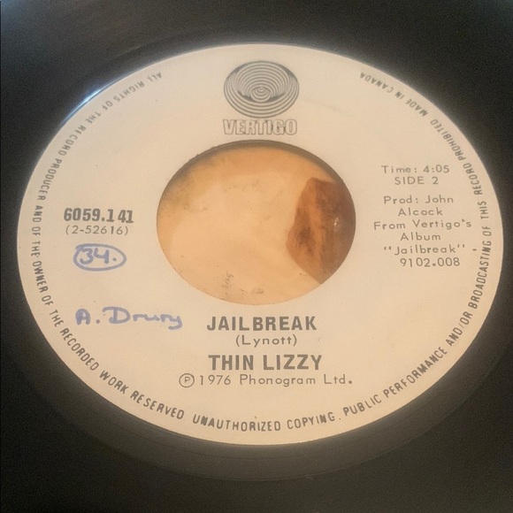 💥3/$20 Vintage Thin Lizzy Vinyl Record 45 RPM - Picture 2 of 5